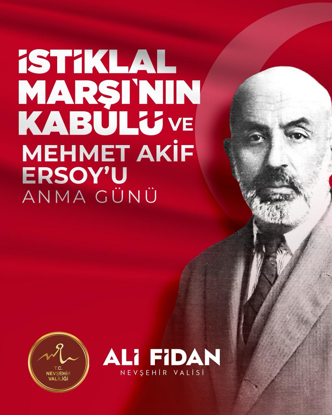 Valimiz Sayın Ali Fidan'ın 12 Mart İstiklal Marşı'nın Kabulü ve Mehmet Akif Ersoy'u Anma Günü Mesajı
